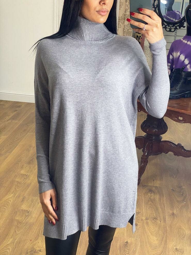 Cyndie Oversized Ribbed Roll Neck Jumper Dress