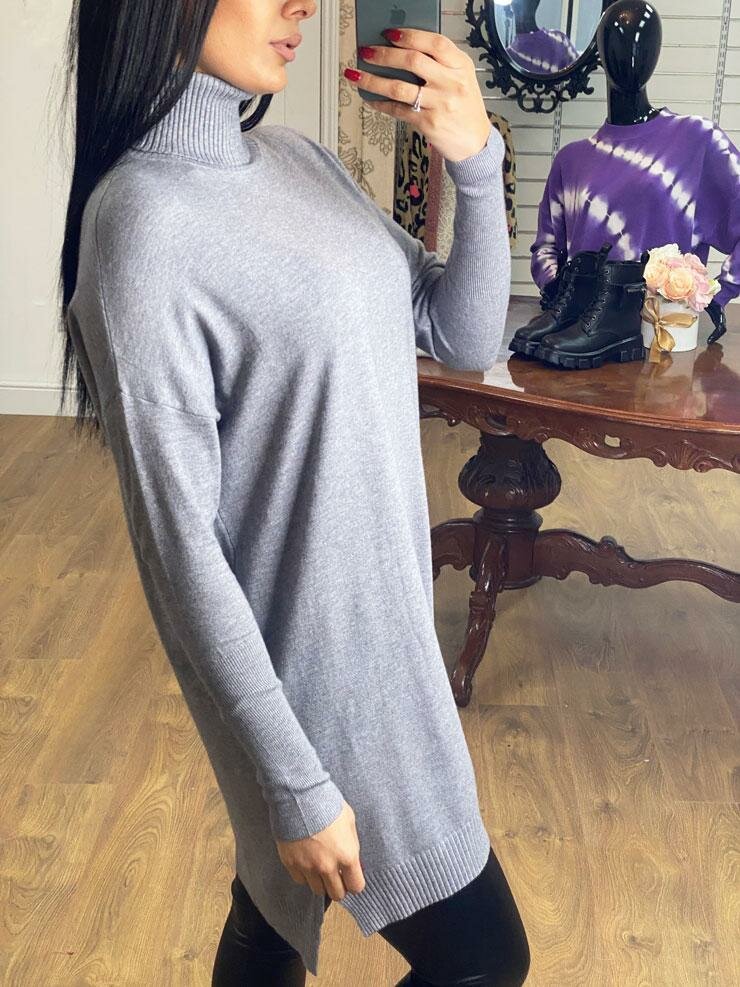 Cyndie Oversized Ribbed Roll Neck Jumper Dress