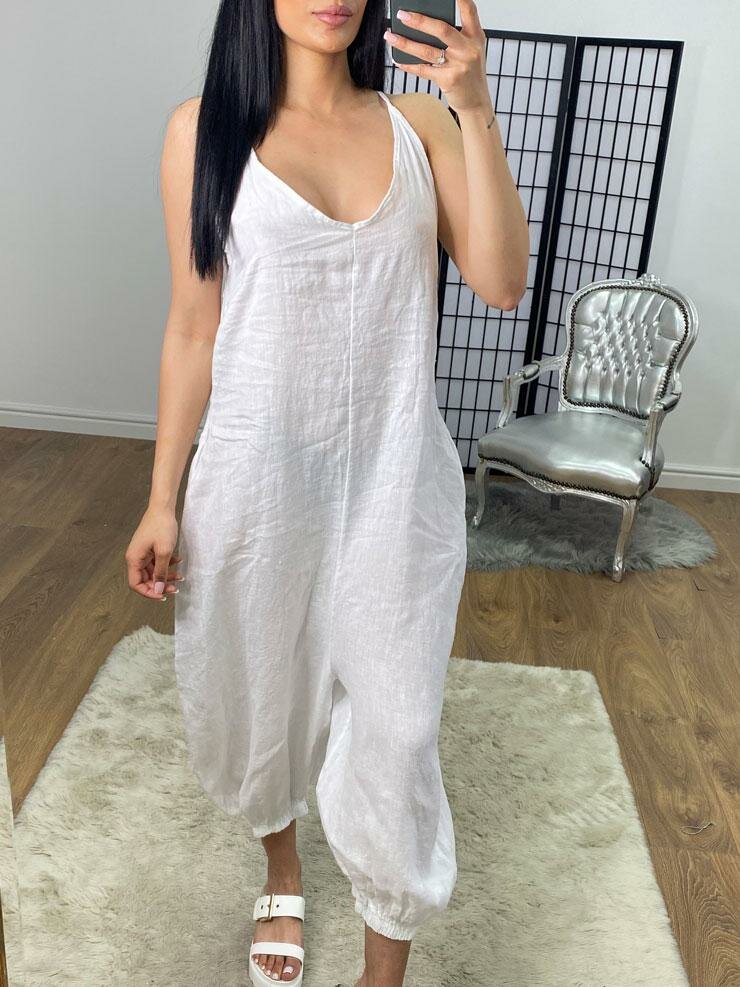 Tazmin Elasticated Keyhole Tie Linen Romper
