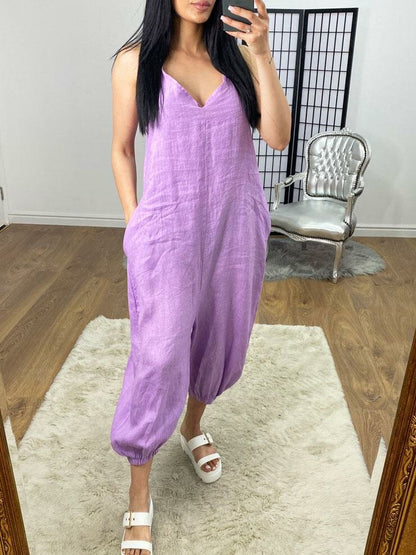 Tazmin Elasticated Keyhole Tie Linen Romper