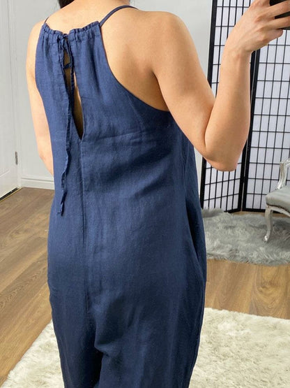 Tazmin Elasticated Keyhole Tie Linen Romper