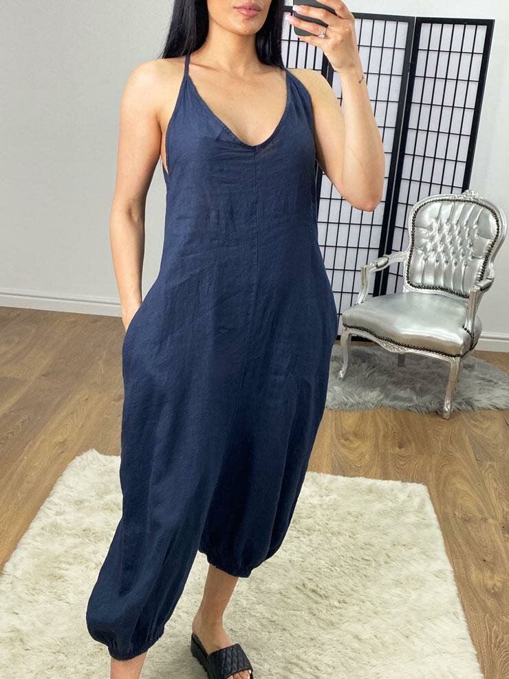 Tazmin Elasticated Keyhole Tie Linen Romper