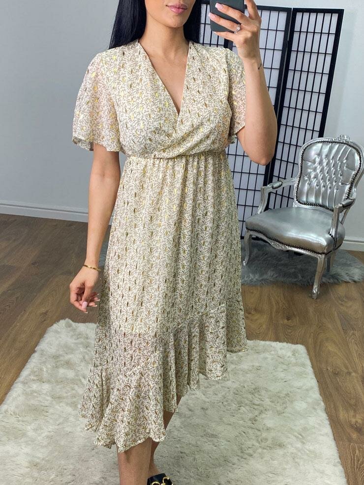 Yassy Paisley Gold Detail Wrap Asymmetric Swing Dress