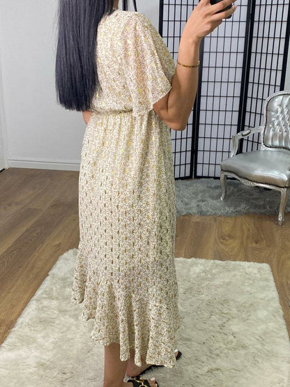 Yassy Paisley Gold Detail Wrap Asymmetric Swing Dress