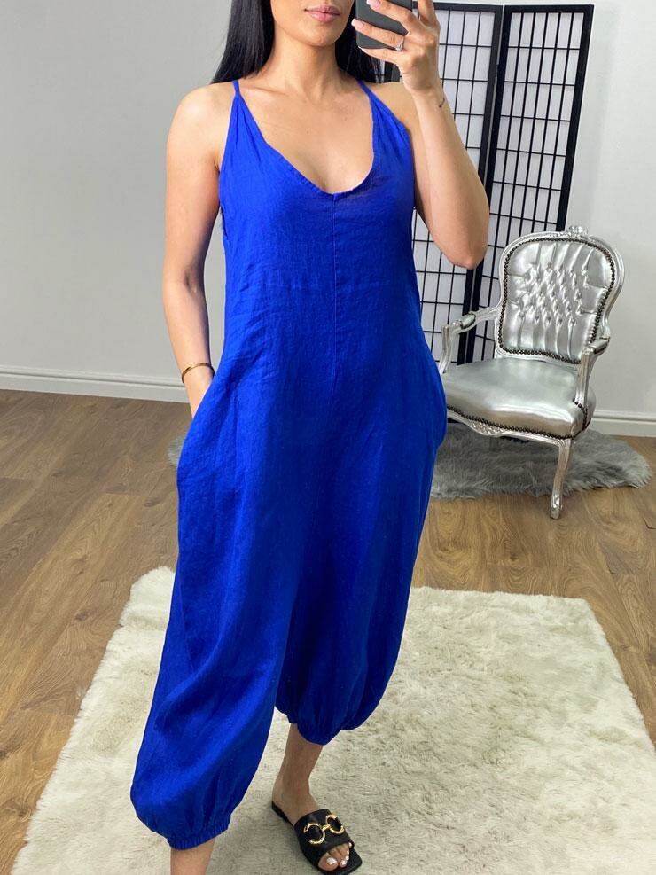 Tazmin Elasticated Keyhole Tie Linen Romper