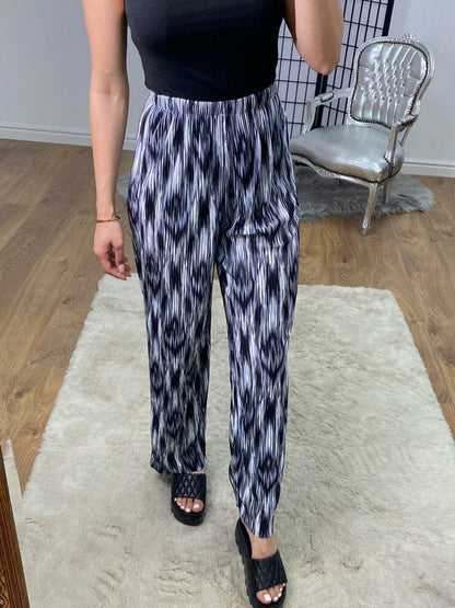 Dallas Pleated Monochrome Wide Leg Super Stretch Trousers
