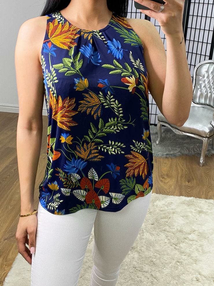 Lorinda Tropical Print Super Stretch Vest Top