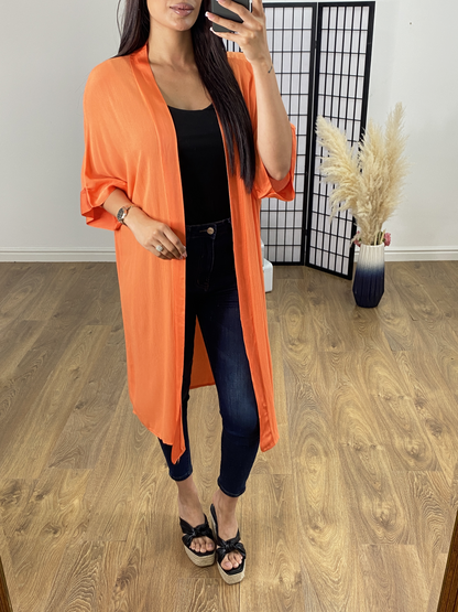 Speare Satin Trim Drape Front Cardigan