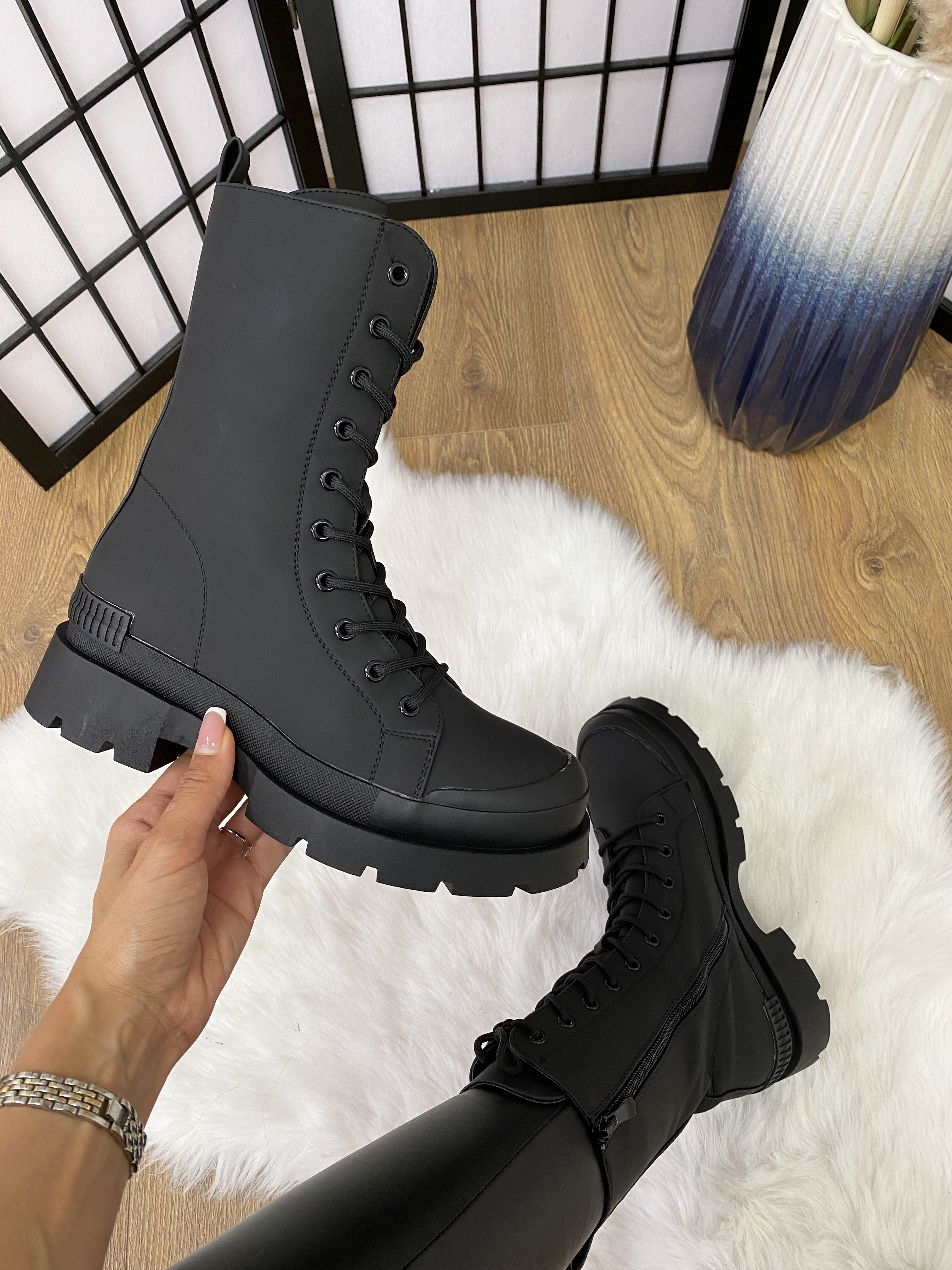 Zoom Rubber Trim Biker Boots
