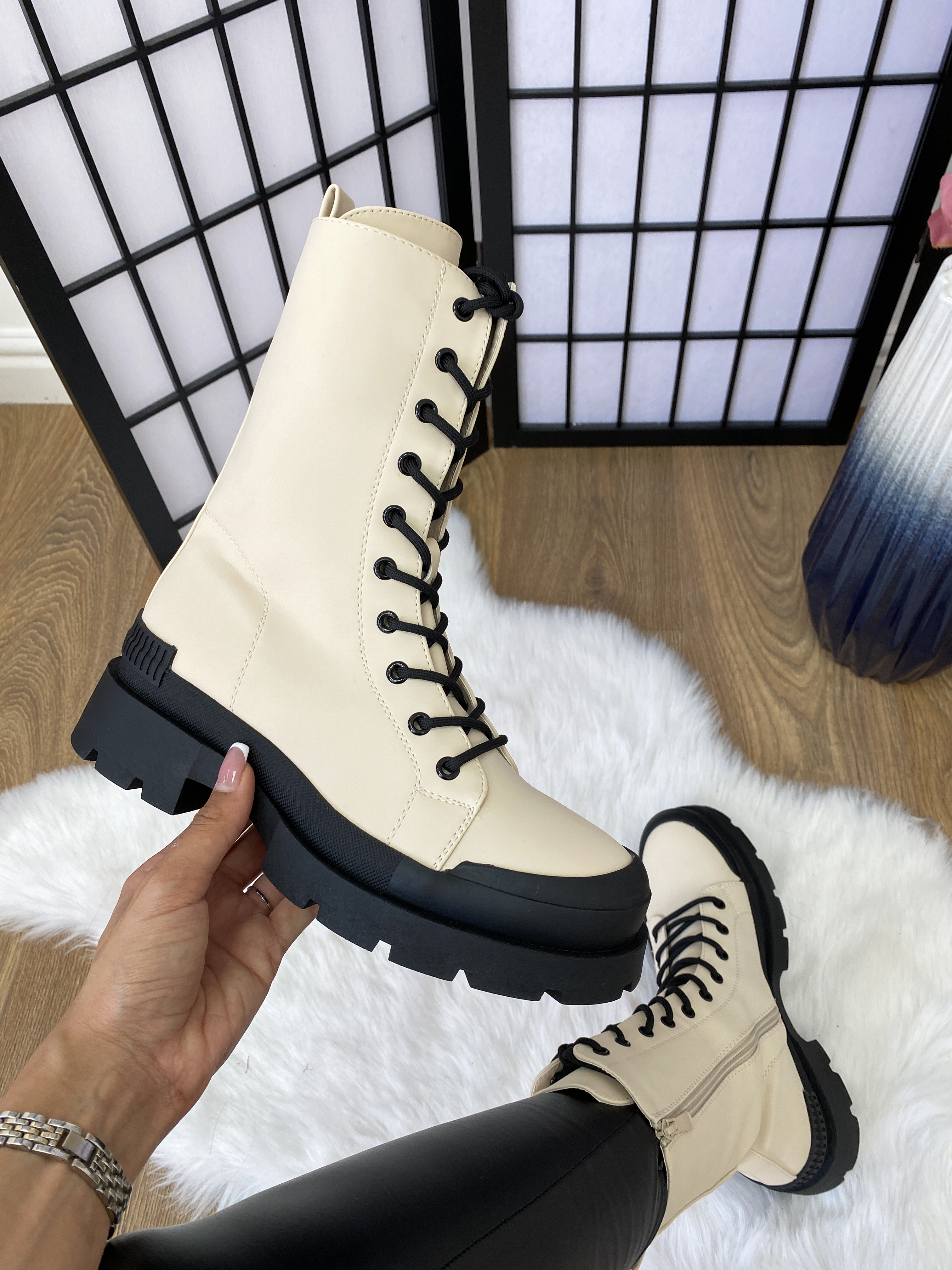 Zoom Rubber Trim Biker Boots
