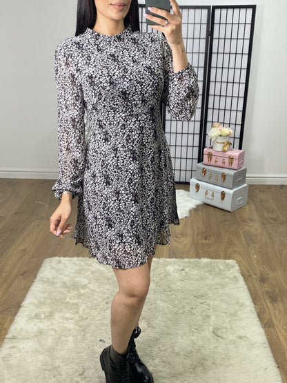 Mariola Floral Print Black Swing Dress