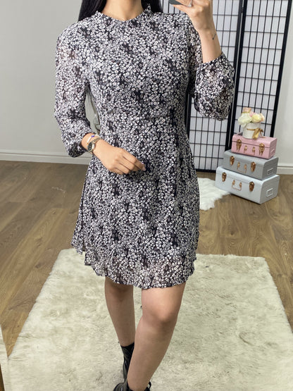 Mariola Floral Print Black Swing Dress