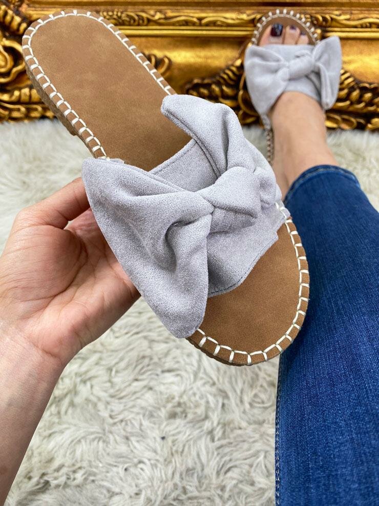 Hanley Faux Suede Bow Detailed Sliders