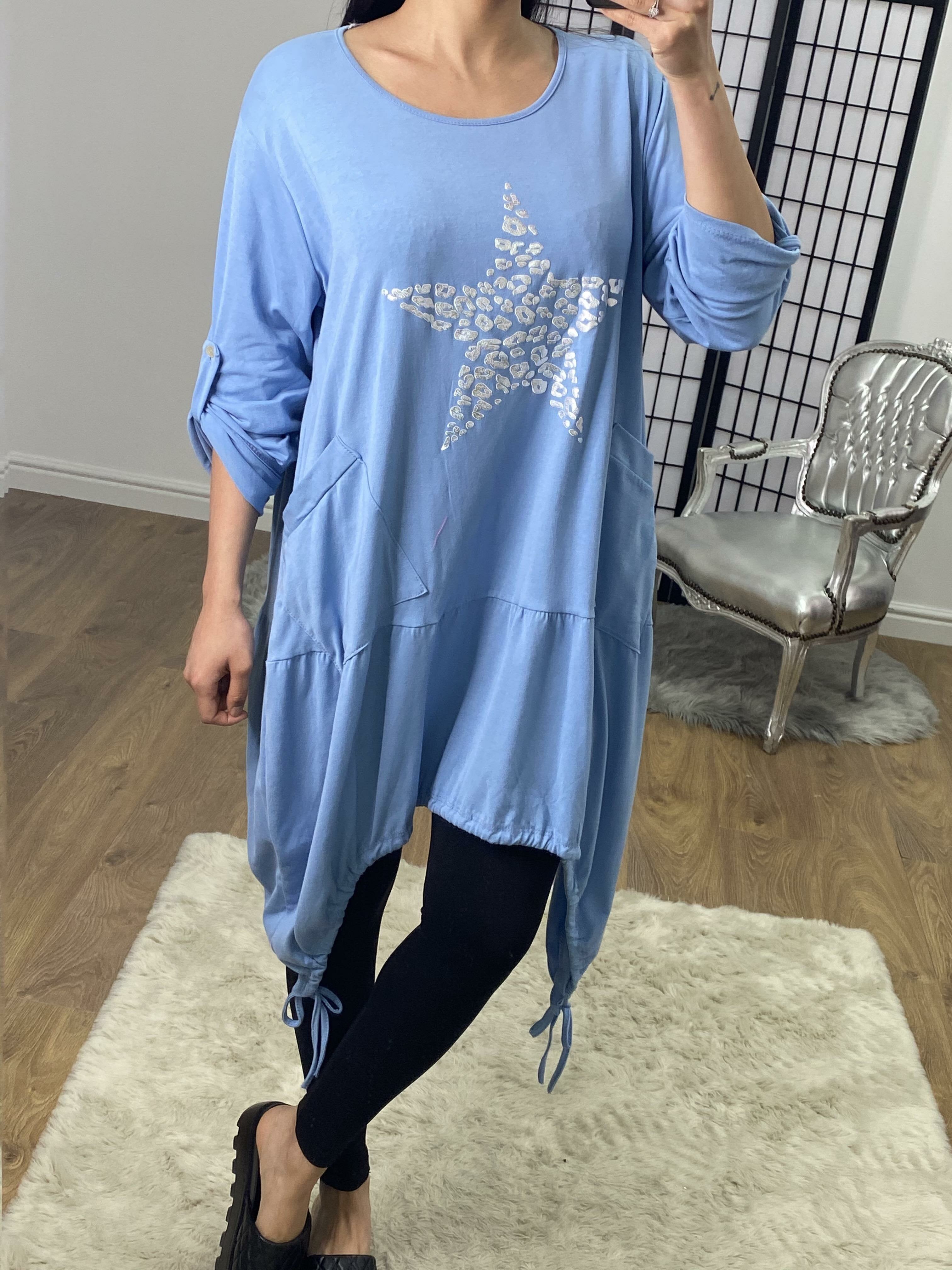 Tristina Leopard Silver Star Rouched Detailed Top