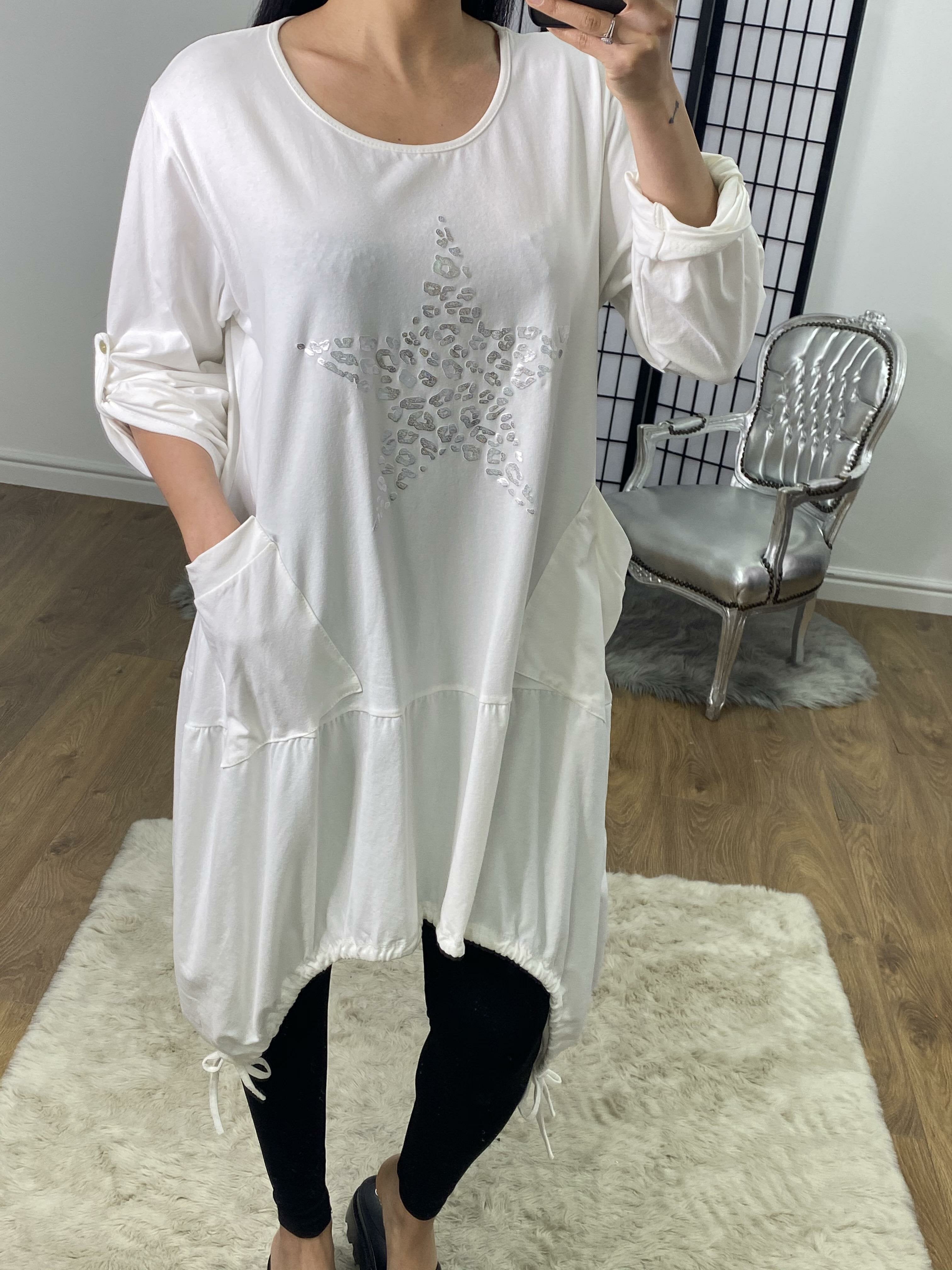 Tristina Leopard Silver Star Rouched Detailed Top