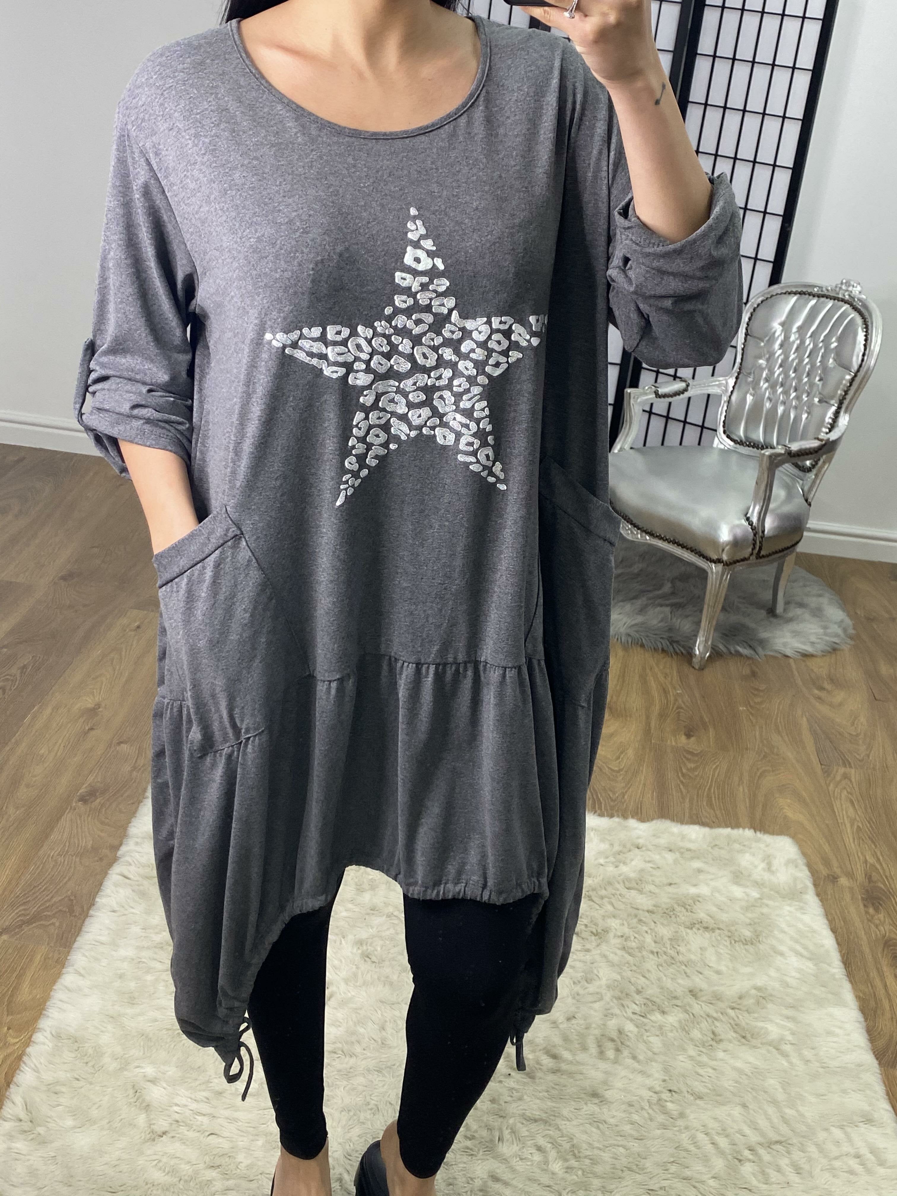 Tristina Leopard Silver Star Rouched Detailed Top