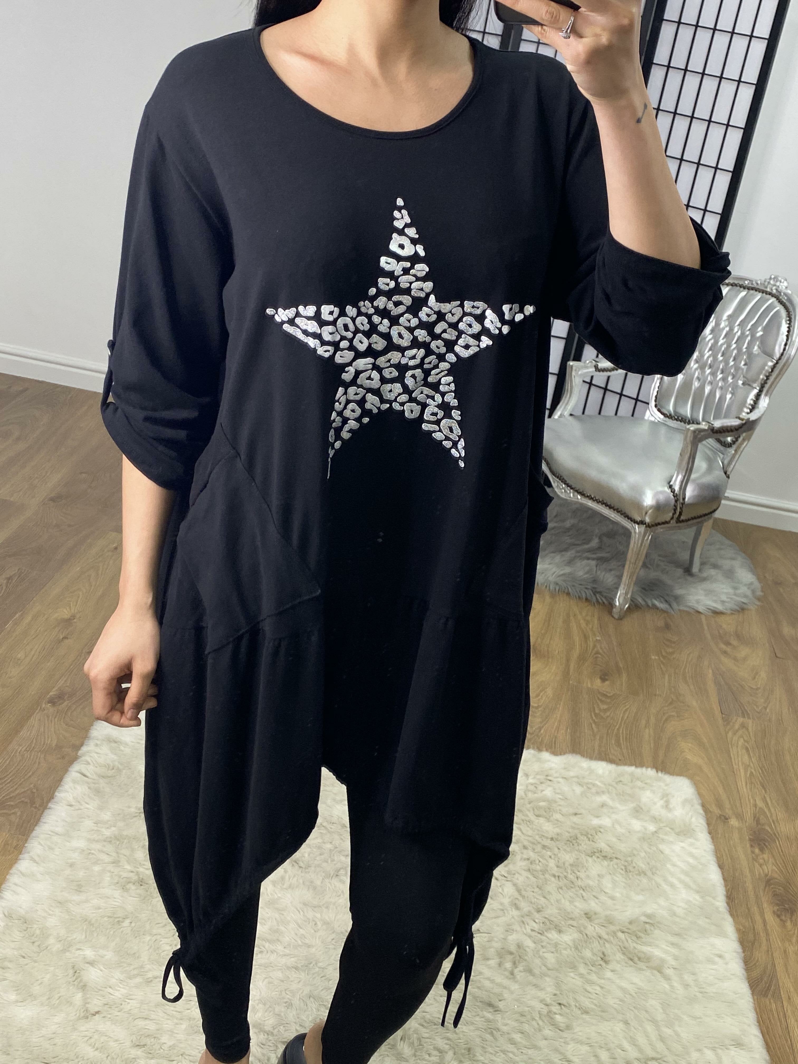 Tristina Leopard Silver Star Rouched Detailed Top