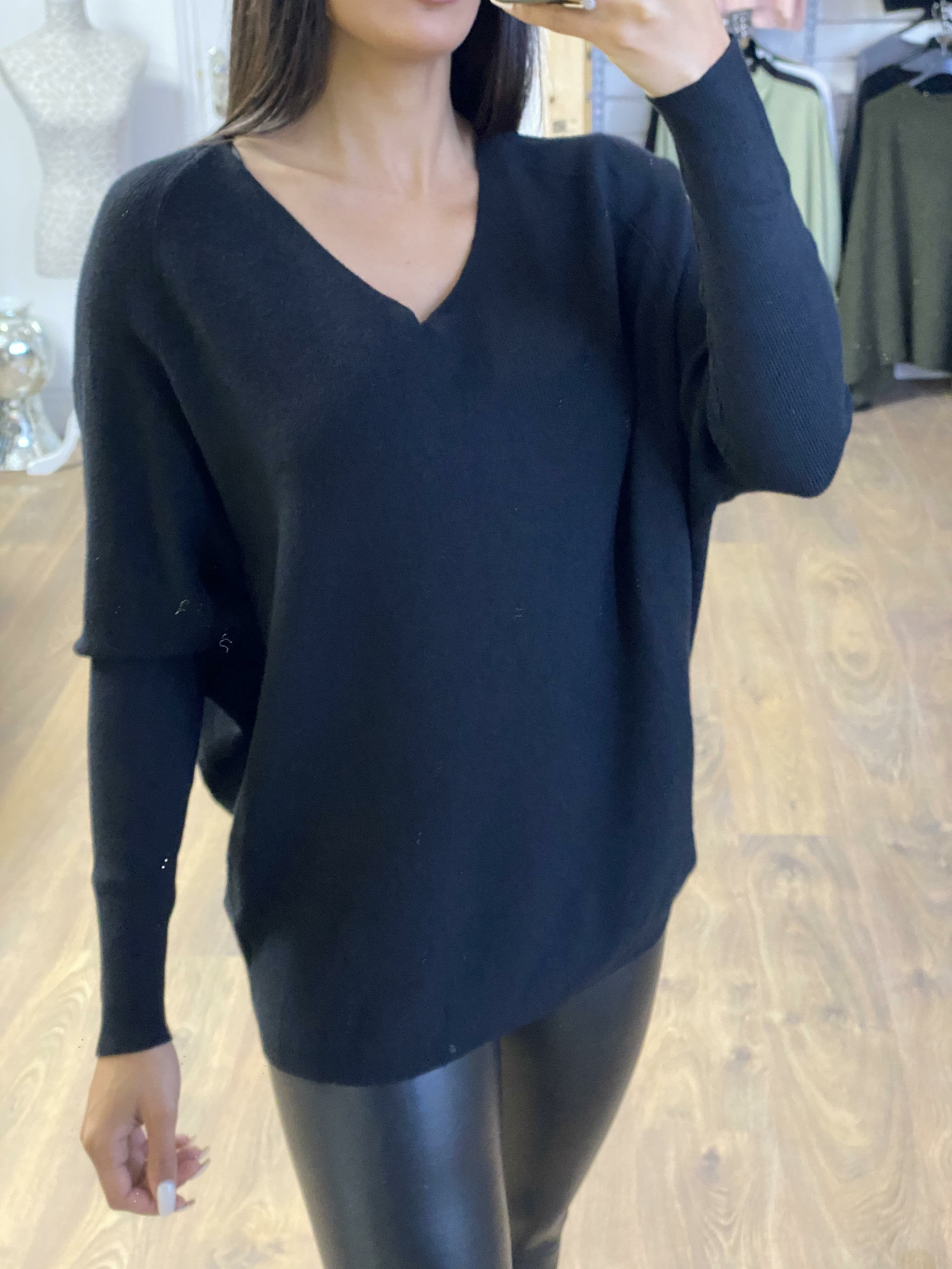 Salem V-neck Plain Ribbed Oversized Knitted Jumper