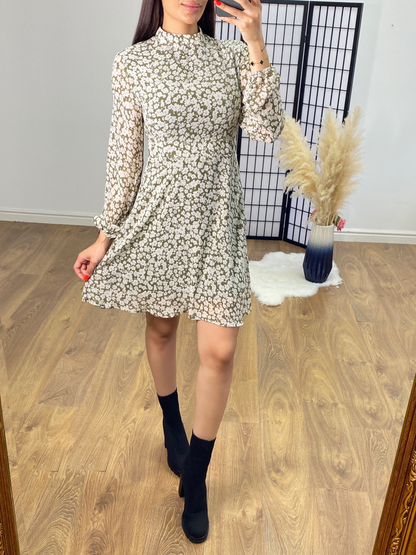 Aubrey Khaki Floral Print Dress