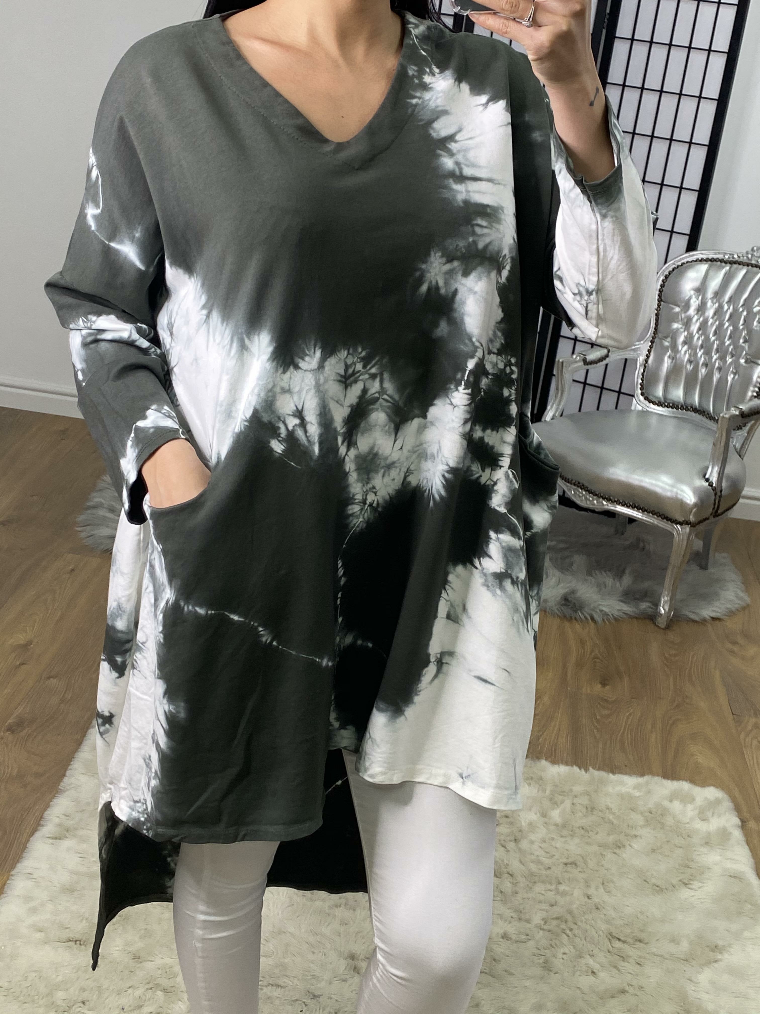 Lavine Tie Dye Curve Dipped Hem Sweatshirt