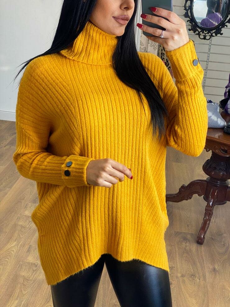 Mustard Roll Neck Chunky Knit Jumper PrettyLittleThing, 51% OFF