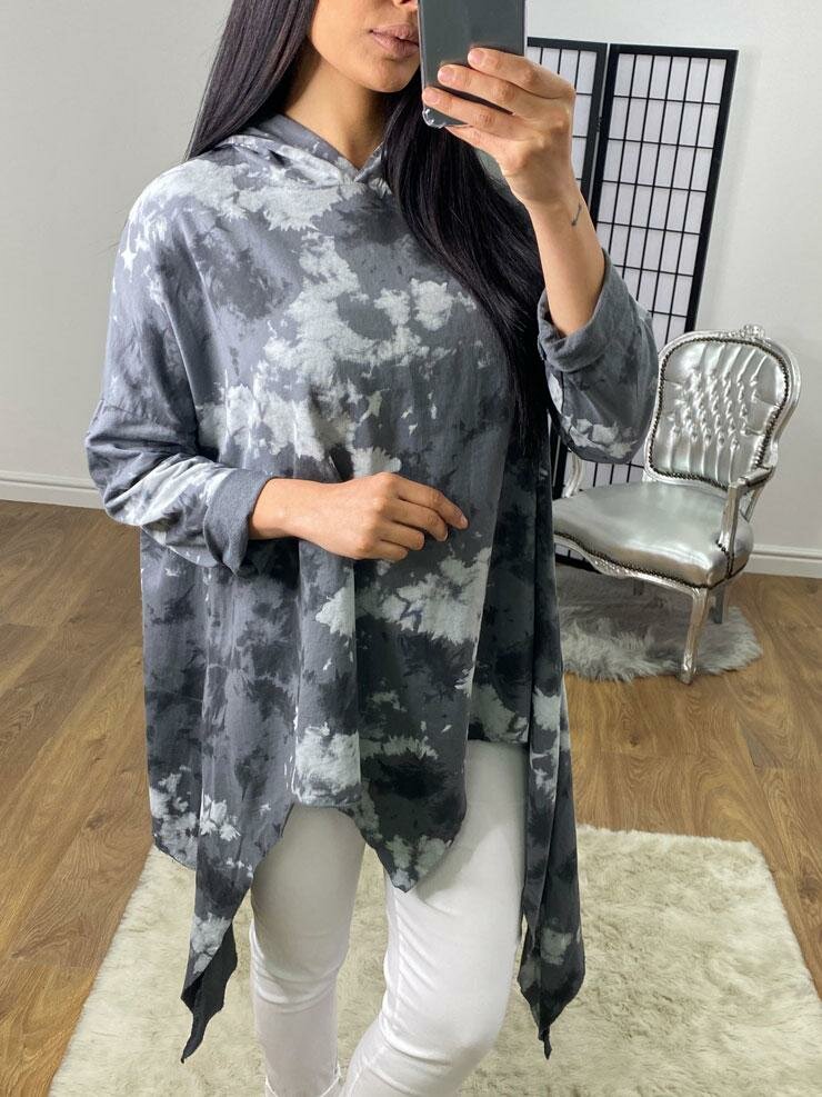 Billy Oversized Drape Splodge Detailed Hooded Sweatshirt