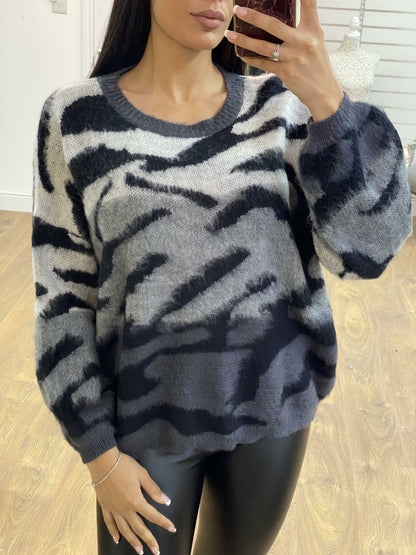 Gina Zebra Print Super Soft Knitted Jumper