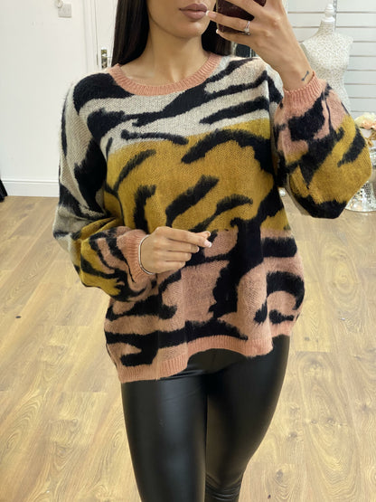 Gina Zebra Print Super Soft Knitted Jumper