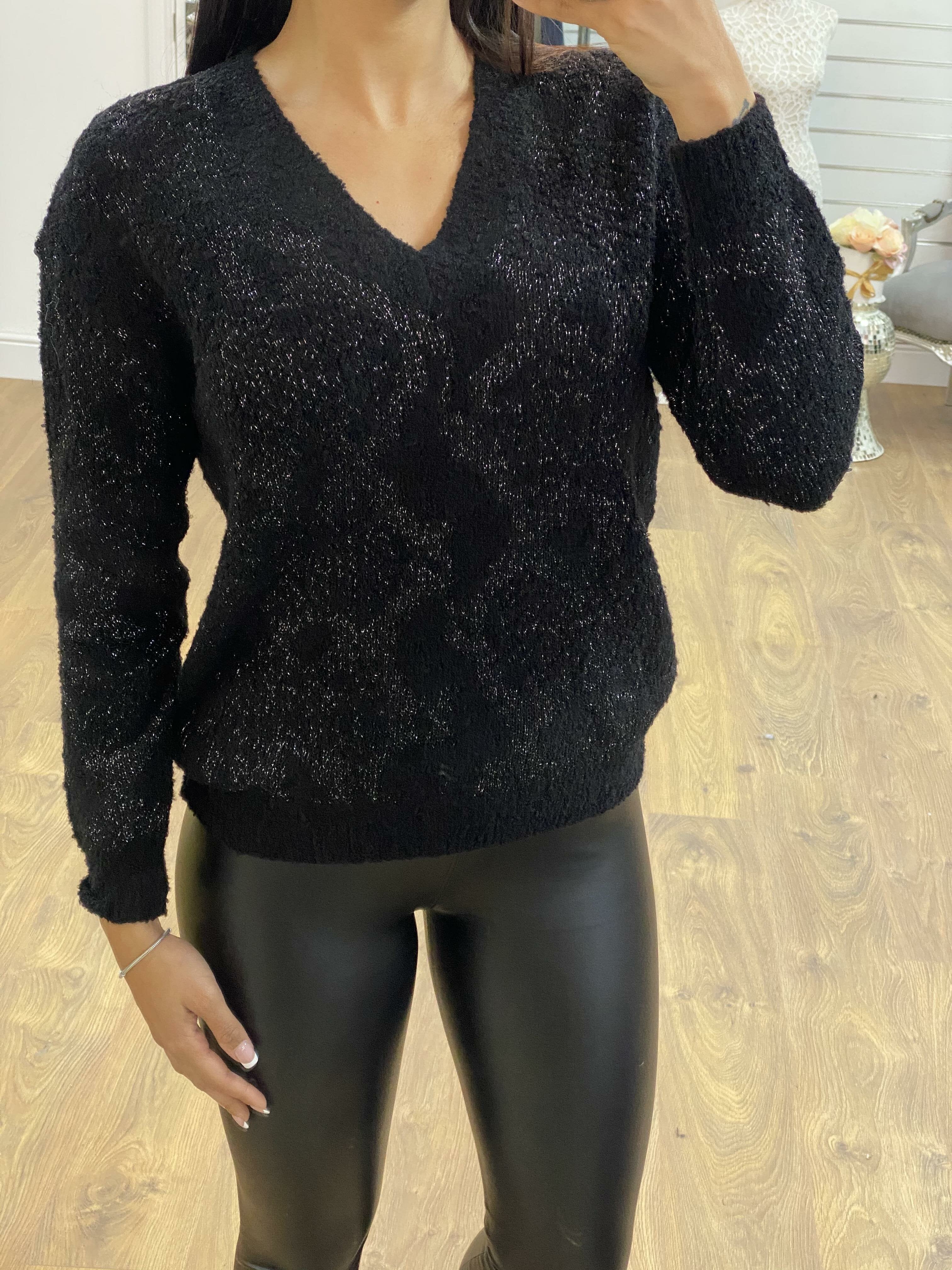 Lucean Snake Print Glitter Knit Jumper