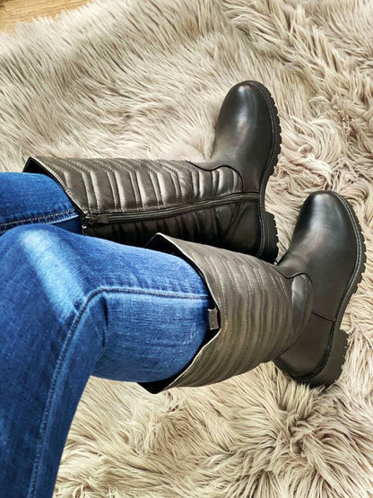 Serenity Black Faux Leather Padded Calf Boots