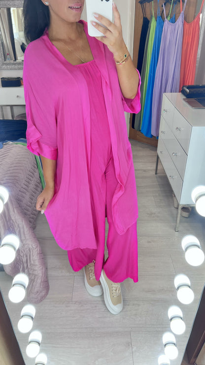 Speare Satin Trim Drape Front Cardigan