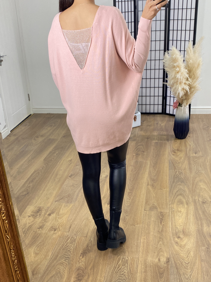 Giggs Diamante Back Panel Ribbed Jumper