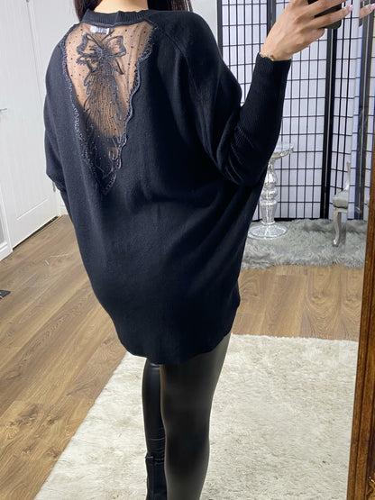 Madden Lace Bow Back Super Soft Knit Jumper