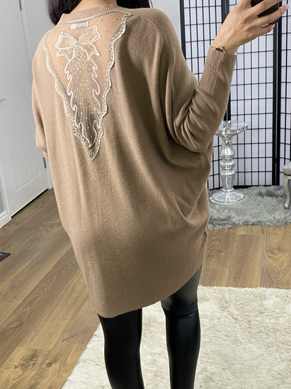 Madden Lace Bow Back Super Soft Knit Jumper