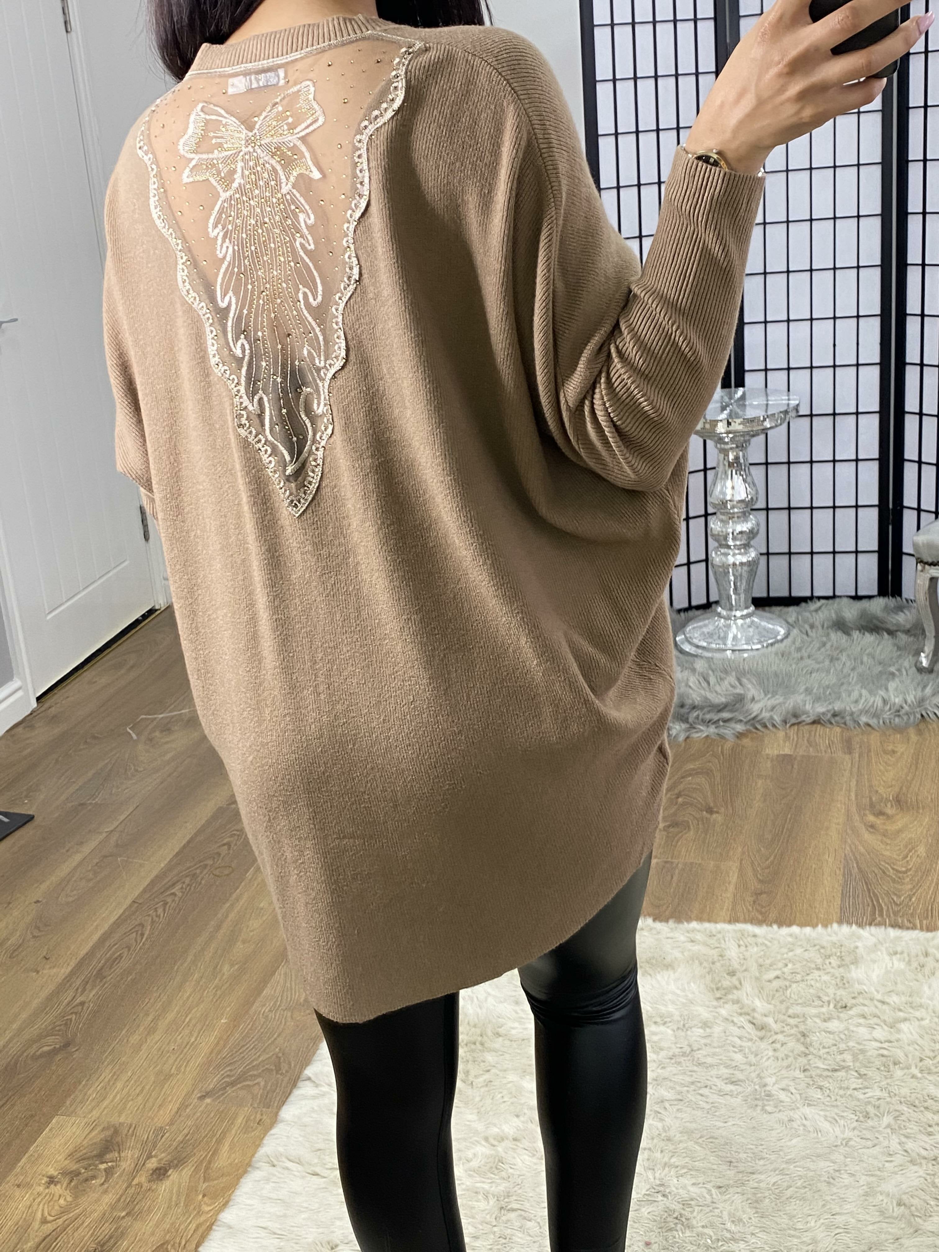 Madden Lace Bow Back Super Soft Knit Jumper