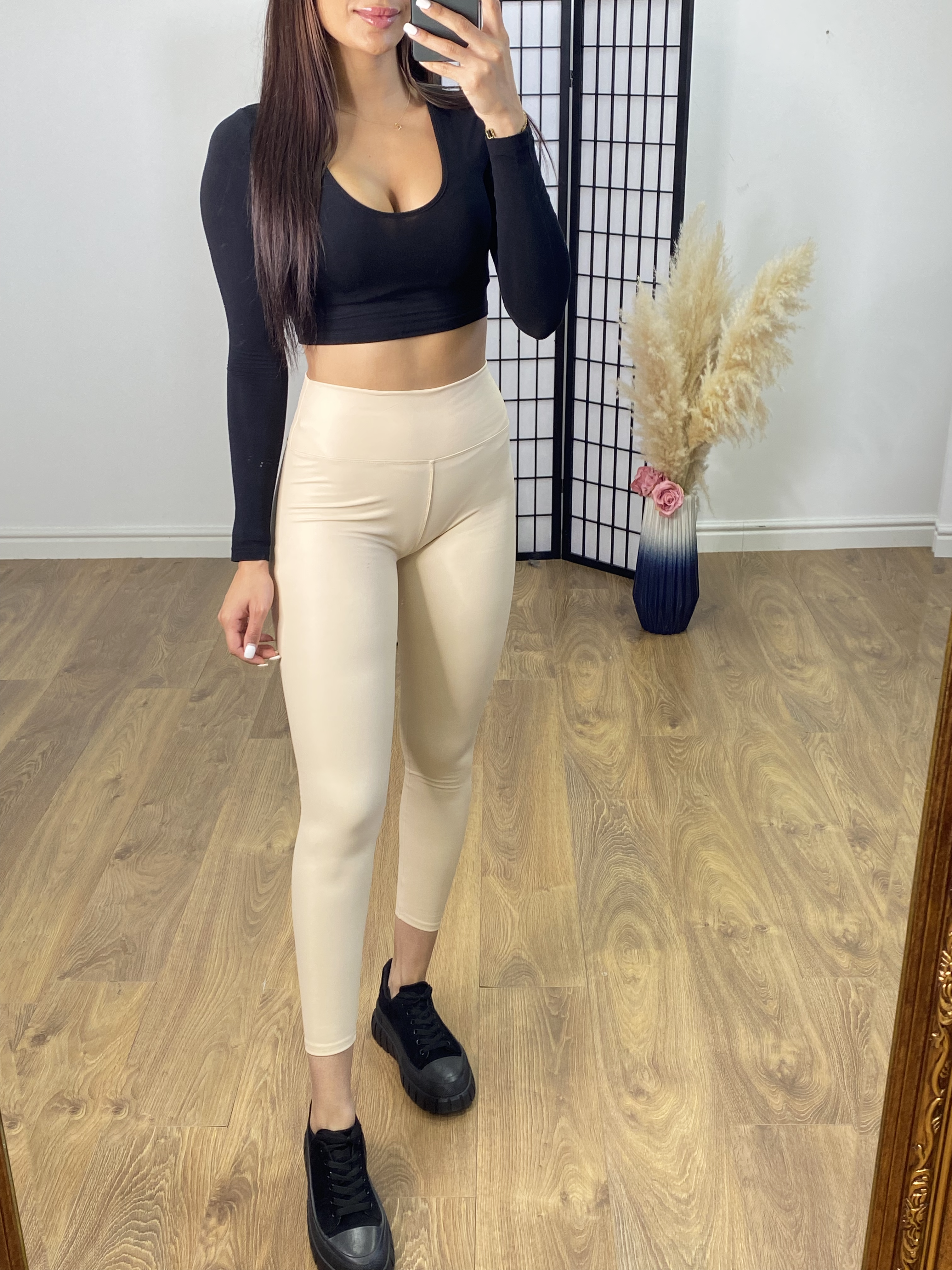 Otto Plain Faux Leather Leggings