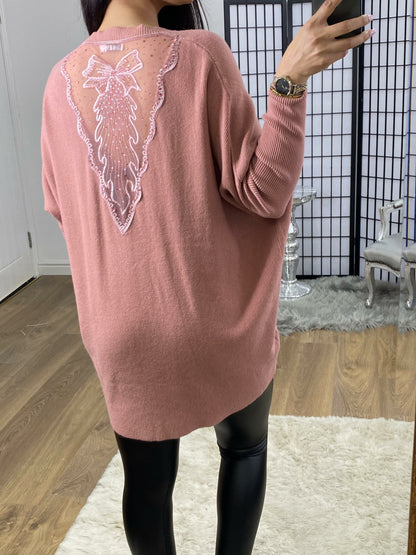 Madden Lace Bow Back Super Soft Knit Jumper