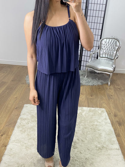 Harmoney Pleat Layer Detailed Wide Leg Jumpsuit