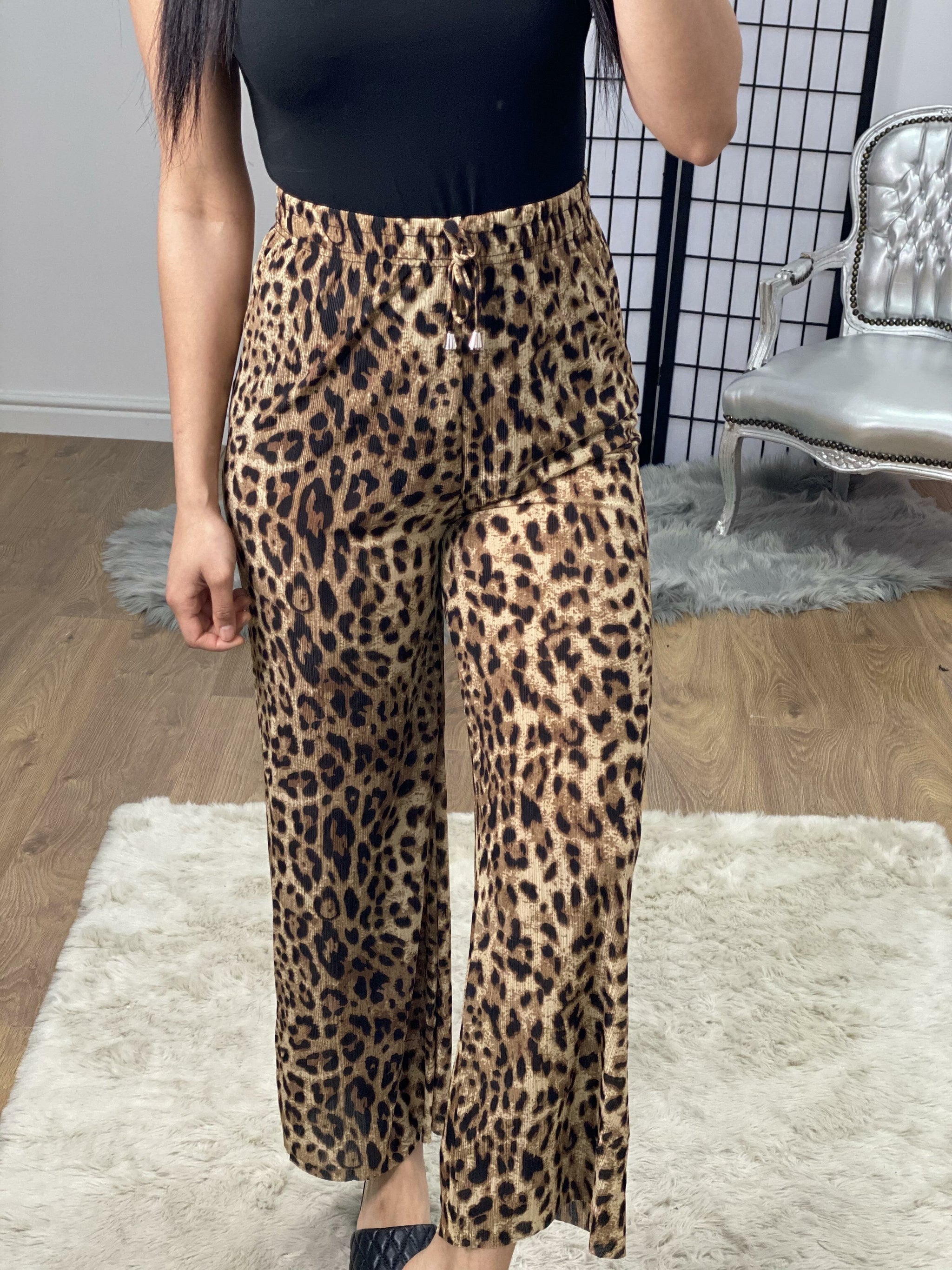 Dola Leopard Print Wide Leg Super Soft Trousers