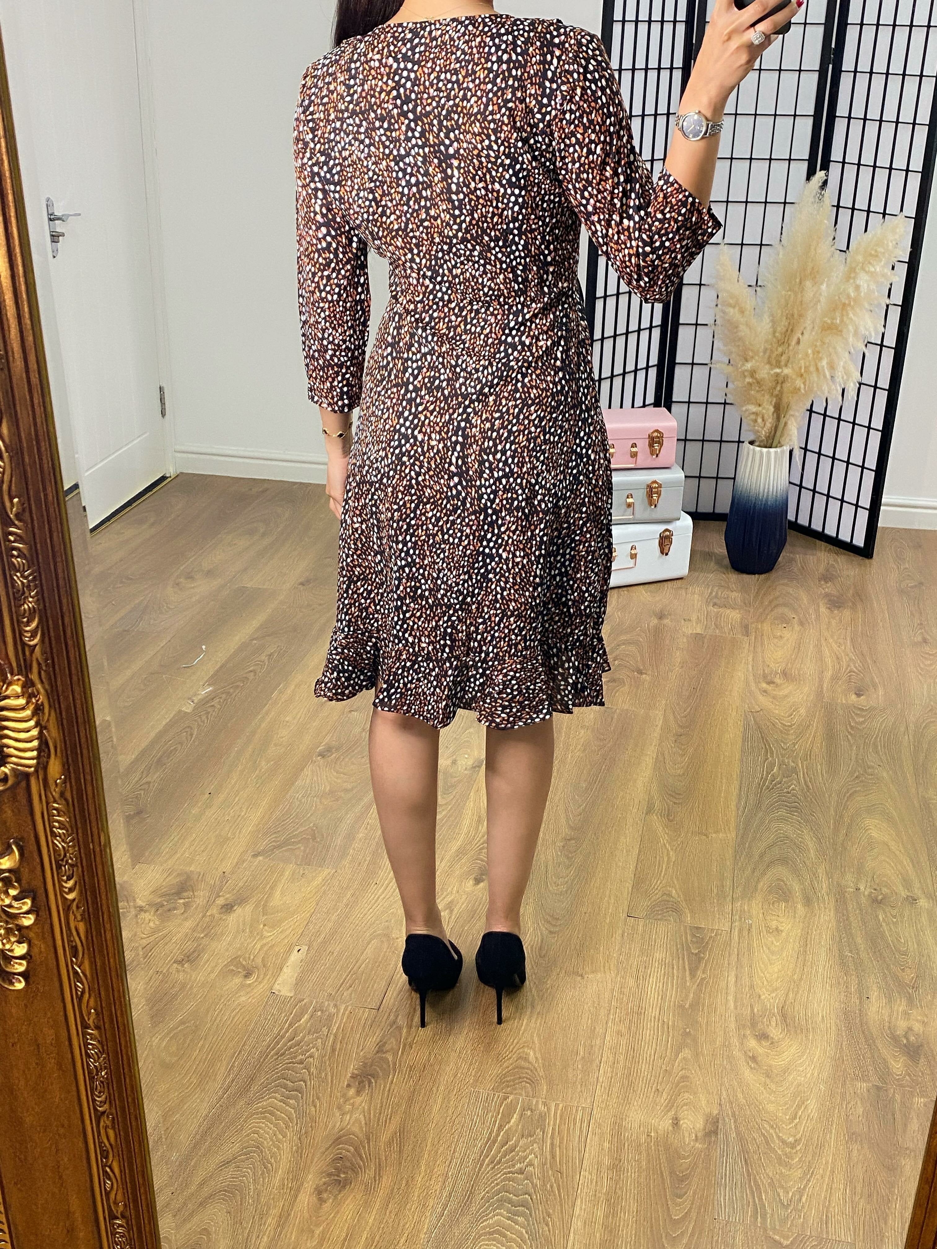 Queen Graphic Print Frill Front Dress