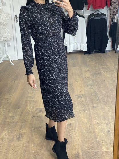 Paxon Polka Dot Elasticated Chiffon Midi Dress