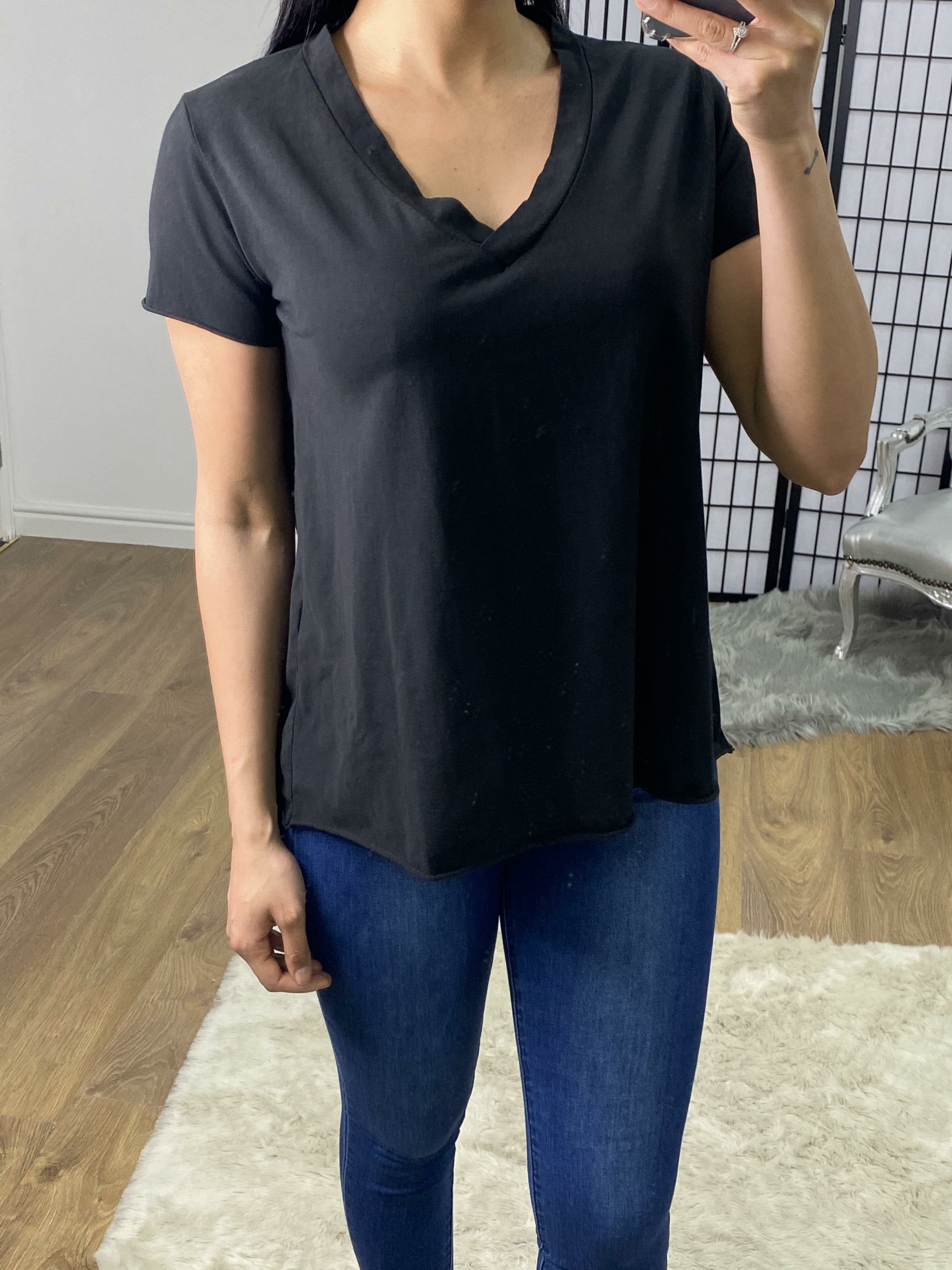 Madaline Plain V-neck Jersey T-shirt