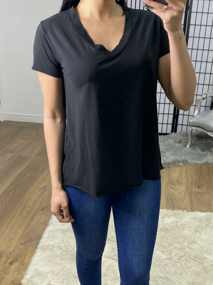 Madaline Plain V-neck Jersey T-shirt