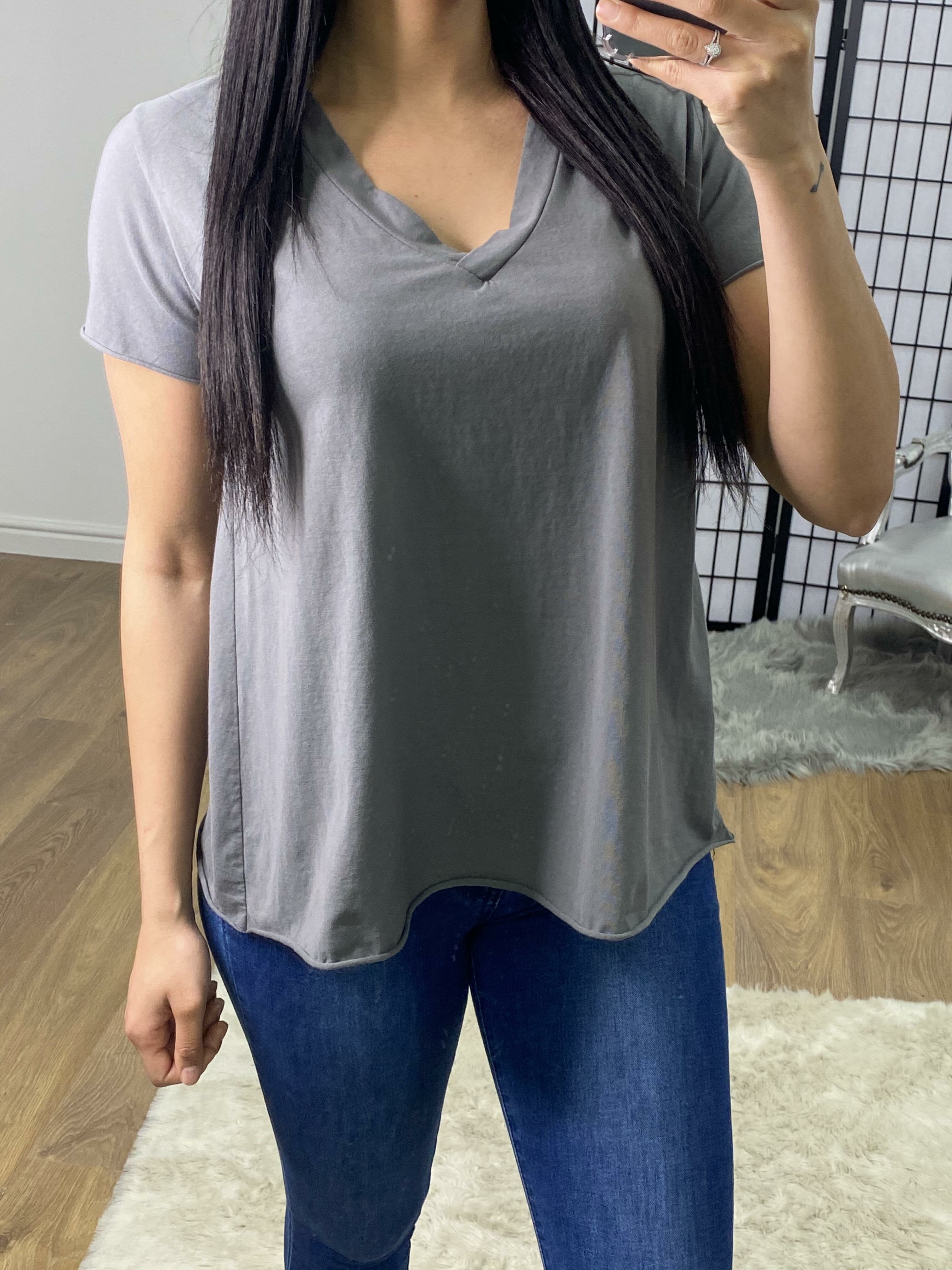 Madaline Plain V-neck Jersey T-shirt