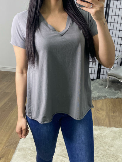 Madaline Plain V-neck Jersey T-shirt