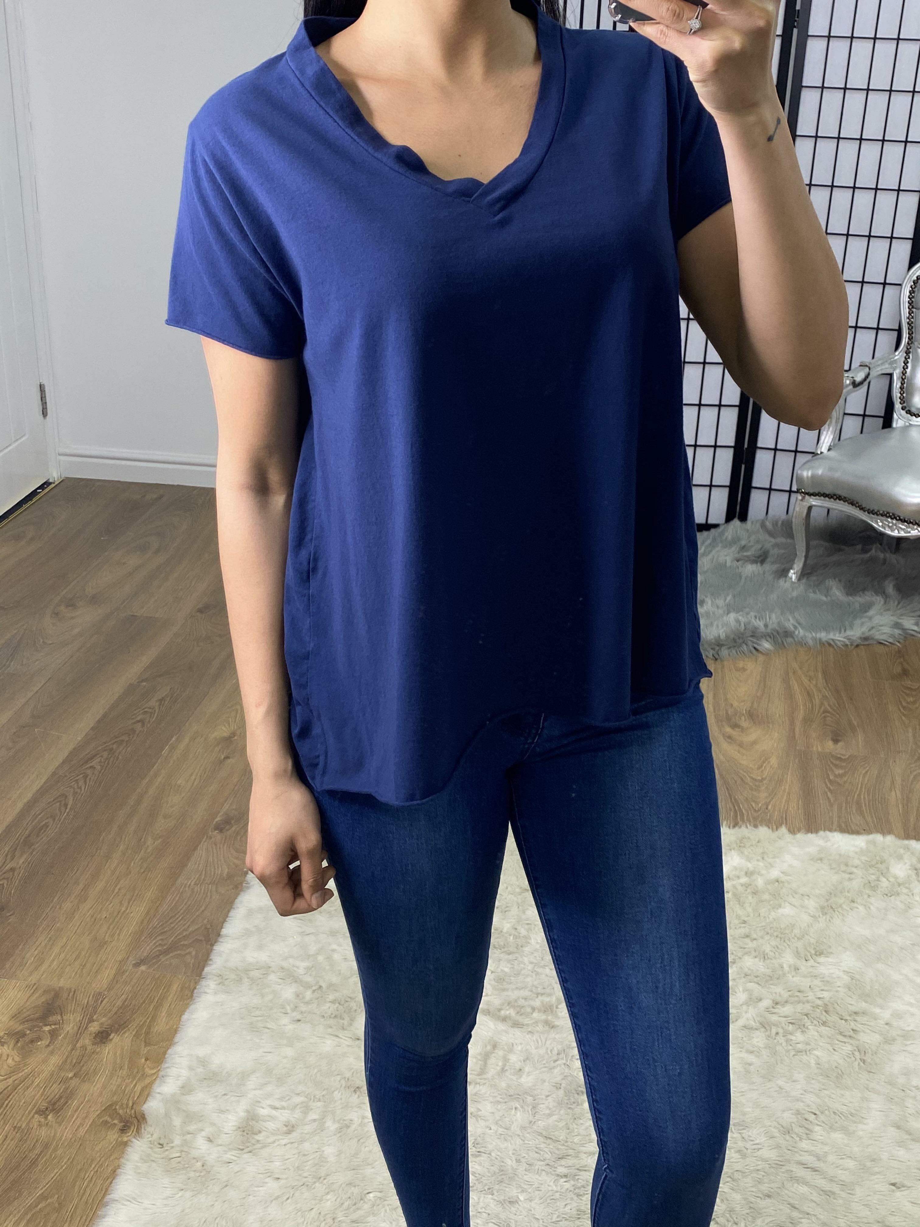 Madaline Plain V-neck Jersey T-shirt