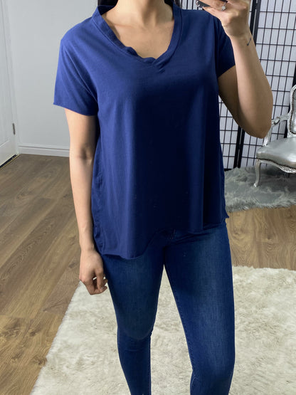 Madaline Plain V-neck Jersey T-shirt