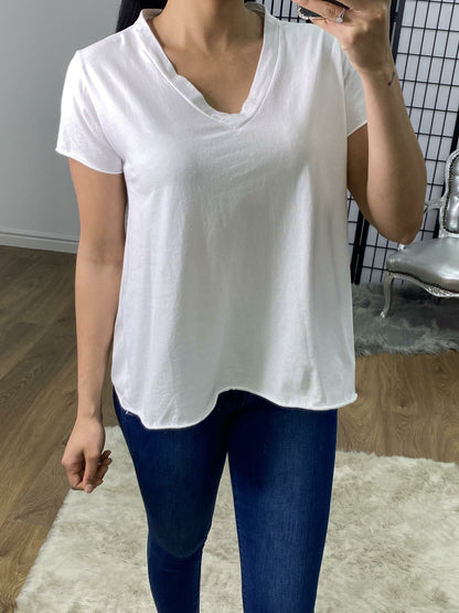 Madaline Plain V-neck Jersey T-shirt