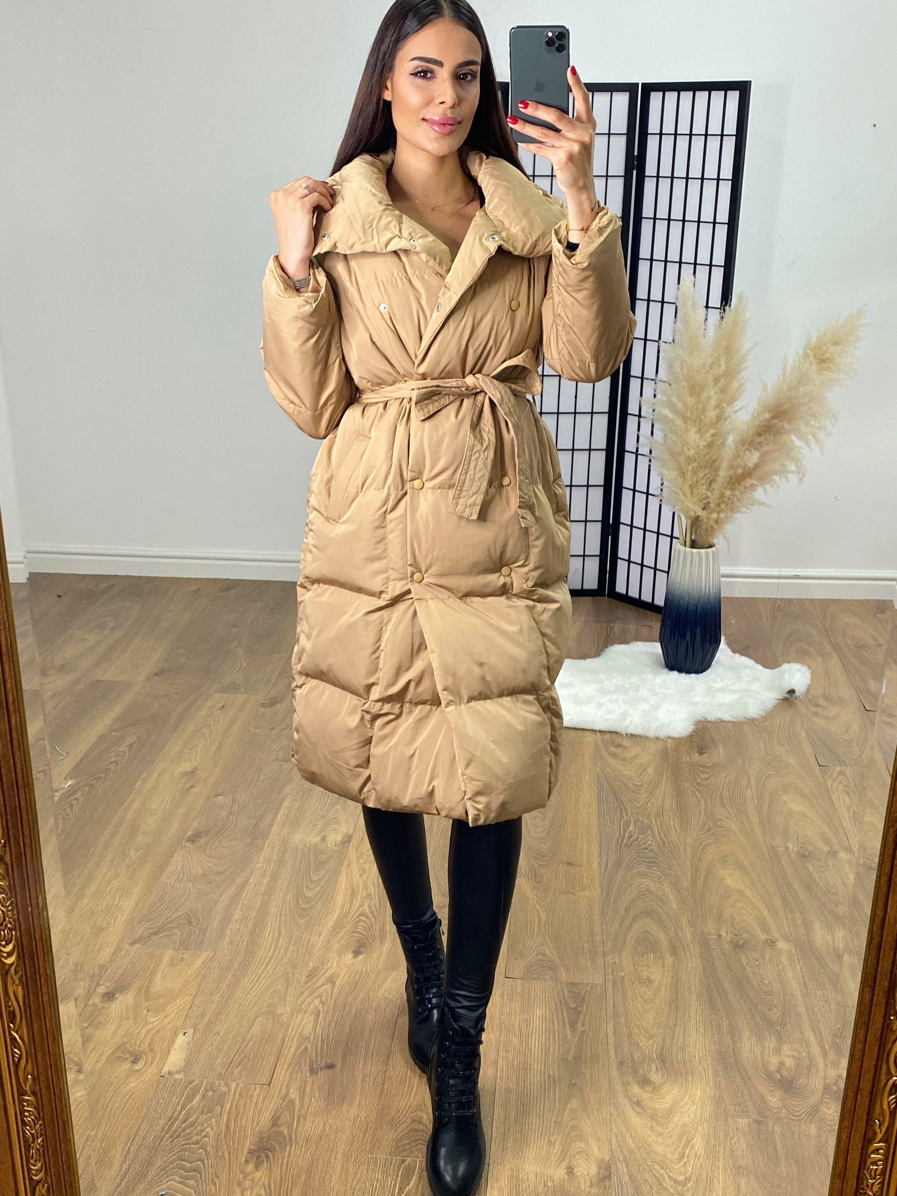 Vivienne Camel Double Breasted Padded Coat