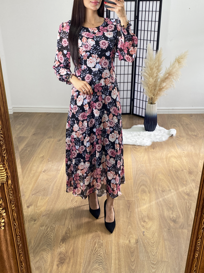 Modric Pink Floral Print Maxi Dress
